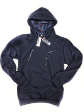 Load image into Gallery viewer, Felpa Blu con Cappuccio Design star denim made in Italy Fantasia 100% cotone - UNISEX Sweatshirt Blue hoodie