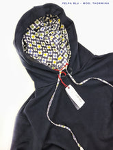 Carica l'immagine nel visualizzatore di Gallery, Felpa Blu con Cappuccio Design Taormina made in Italy Fantasia 100% cotone - UNISEX Sweatshirt Blue hoodie
