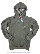 Load image into Gallery viewer, Felpa Verdone militare con Cappuccio Design Urban Jungle made in Italy Fantasia 100% cotone - Unisex Sweatshirt dark green Hoodie