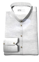 Carica l&#39;immagine nel visualizzatore di Gallery, Camicia lino bianco guru coreano serafino chiusa a polo made in italy
