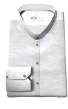 Load image into Gallery viewer, Camicia lino bianco guru coreano serafino chiusa a polo made in italy