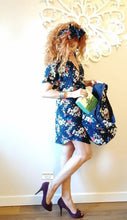 Carica l'immagine nel visualizzatore di Gallery, Copricostume Abito Camicia  Caftano donna fantasia viscosa navy paisley made in italy