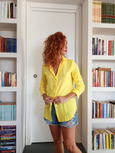 Load image into Gallery viewer, Camicione giallo camicia Donna gialla morbida viscosa made in italy woman yellow soft shirt