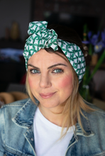 Load image into Gallery viewer, Turbante Fashion in cotone Fantasia design green 22 Made in Italy