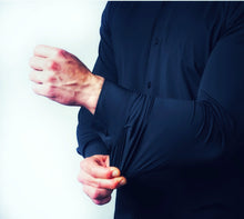 Carica l'immagine nel visualizzatore di Gallery, Camicia Blu Stretch No Stiro No Piega No Iron anti alone made in italy massima traspirabilità