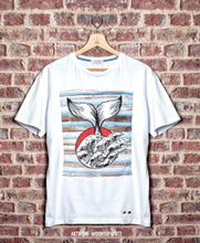 Load image into Gallery viewer, T-shirt made in italy wood-fish 100% fresco cotone jersey pettinato