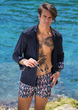 Load image into Gallery viewer, Costume da Bagno Surf Blue abbinato a Camicia Blu con inserti BOX interno Made in Italy