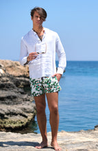 Carica l'immagine nel visualizzatore di Gallery, Costume da Bagno Fico D'india abbinato a Camicia Polo Lino Bianco con inserti Box Mare slip interno Made in Italy