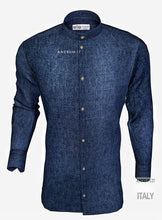 Load image into Gallery viewer, Camicia LAVATA blu jeans denim stone wash puro cotone made in italy