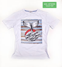 Load image into Gallery viewer, T-shirt made in italy wood-fish 100% fresco cotone jersey pettinato