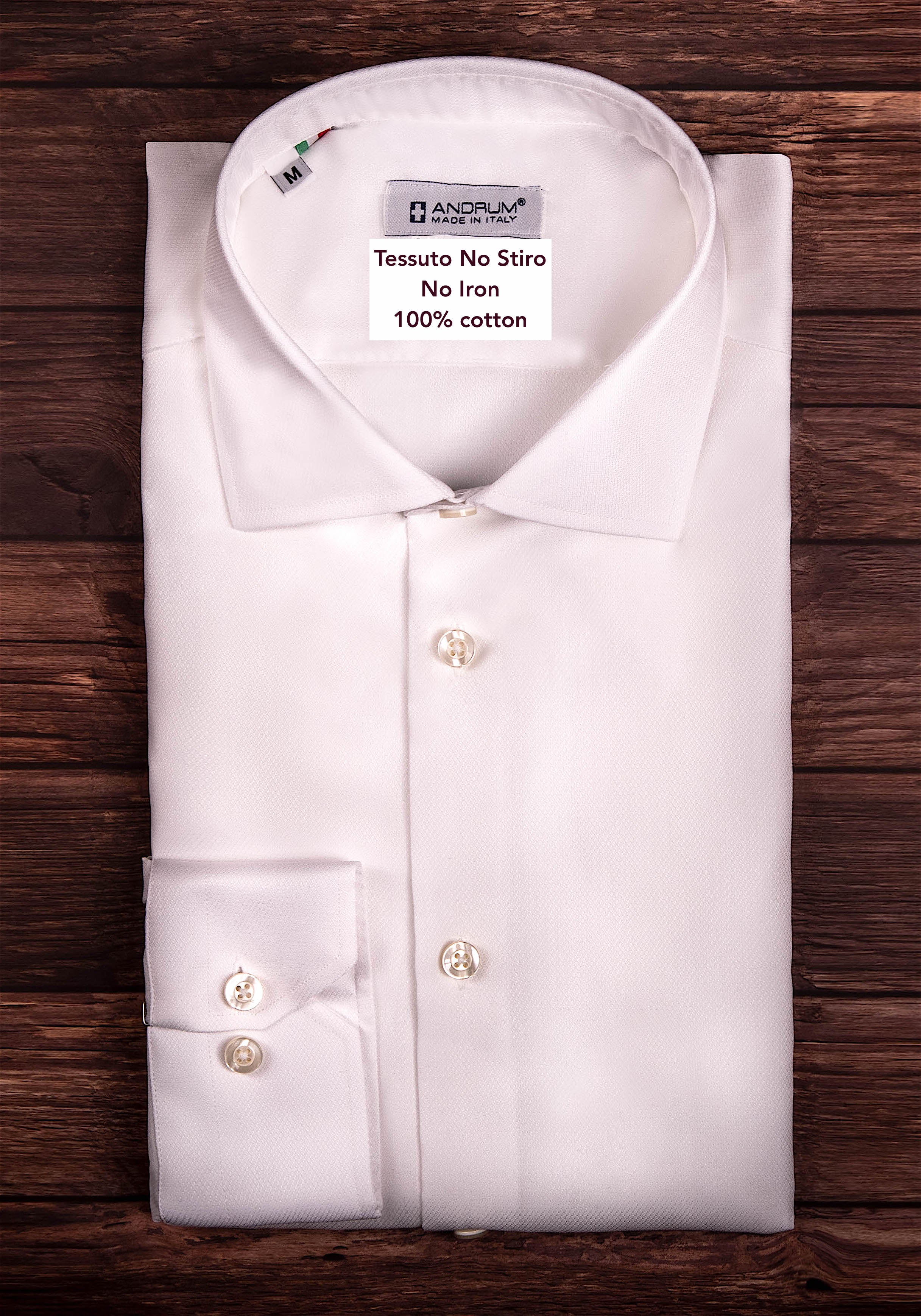 Camicia Bianca NO STIRO puro cotone Nido d ape Andrum camicie su misura Camiceria Andria