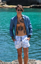Load image into Gallery viewer, Costume da Bagno Surf Blue abbinato a Camicia Jeans con inserti BOX Made in Italy