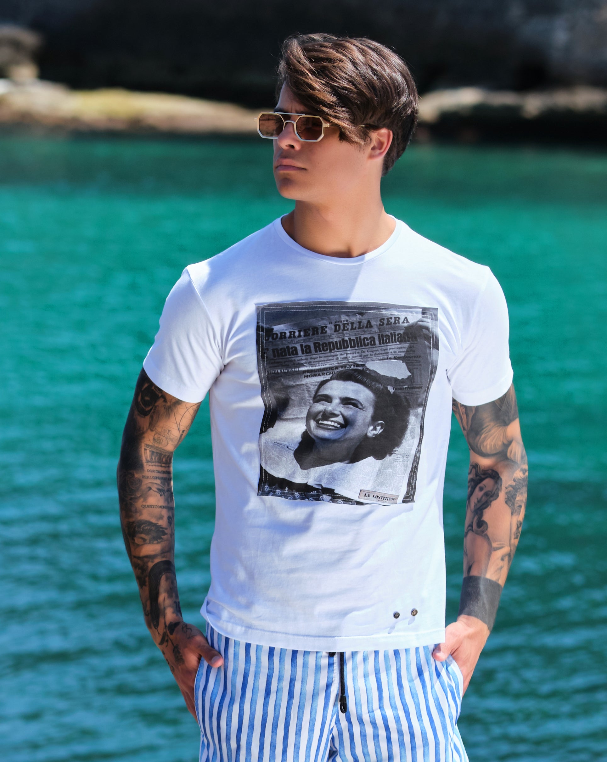 Set Di 5 Magliette Personalizzabili In 100% Cotone Pettinato – Uomo – Taglie S-XXL – Bianca – Stampa Testo, Logo O Foto