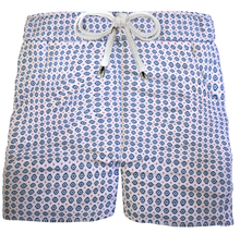 Carica l&#39;immagine nel visualizzatore di Gallery, Pantaloncino Shorts Bermuda Micro Fantasia Geometrica 100% Cotone 2 tasche laterali Made in Italy

