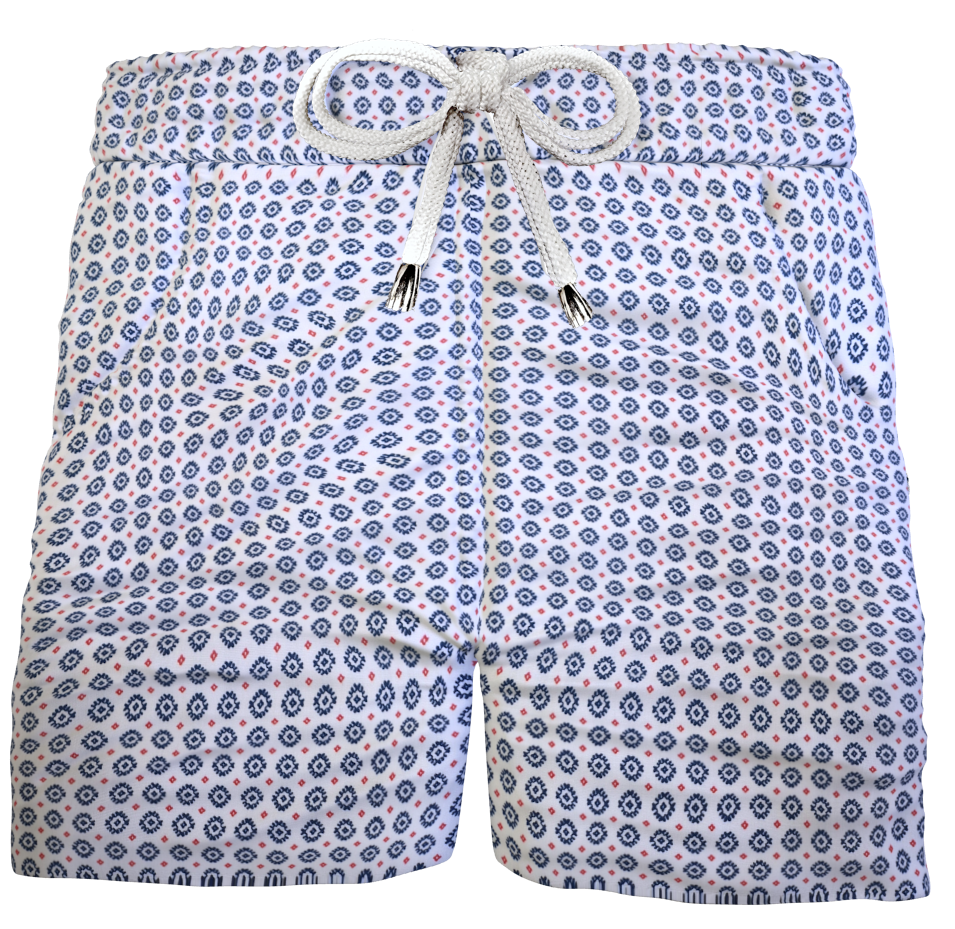 Pantaloncino Shorts Bermuda Micro Fantasia Geometrica 100% Cotone 2 tasche laterali Made in Italy