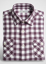 Load image into Gallery viewer, Camicia scozzese quadri bordeaux, doppie tasche e pattine puro cotone Made in Italy
