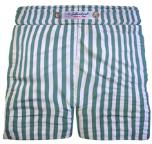 Load image into Gallery viewer, Pantaloncino  Shorts Bermuda Fasciato a righe  Verde 100% Cotone 2 tasche laterali Made in Italy
