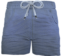 Carica l&#39;immagine nel visualizzatore di Gallery, Pantaloncino Bermuda puro cotone popeline Pois blu Shorts 2 tasche laterali Made in Italy
