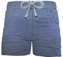 Load image into Gallery viewer, Pantaloncino Bermuda puro cotone popeline Pois blu Shorts 2 tasche laterali Made in Italy
