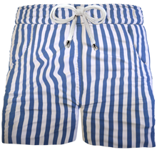 Carica l&#39;immagine nel visualizzatore di Gallery, Pantaloncino  Shorts Bermuda Fasciato a righe blu 100% Cotone 2 tasche laterali Made in Italy
