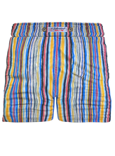 Carica l&#39;immagine nel visualizzatore di Gallery, Pantaloncino in cotone Shorts Bermuda fantasia fasciato multicolor rigato Cotone 2 tasche laterali Made in Italy
