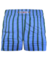 Load image into Gallery viewer, Pantaloncino in cotone Shorts Bermuda Fasciato Azzurro Rigato Verde 100% Cotone 2 tasche laterali Made in Italy
