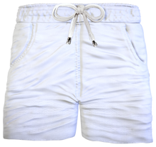 Carica l&#39;immagine nel visualizzatore di Gallery, Bermuda Pantaloncino Bianco Goffrato Puro Cotone Made in Italy Fantasia Shorts 2 tasche laterali
