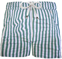 Carica l&#39;immagine nel visualizzatore di Gallery, Pantaloncino  Shorts Bermuda Fasciato a righe  Verde 100% Cotone 2 tasche laterali Made in Italy
