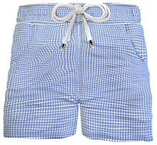 Carica l&#39;immagine nel visualizzatore di Gallery, Bermuda Pantaloncino puro cotone popeline fantasia Pied de poule Shorts 2 tasche laterali Made in Italy
