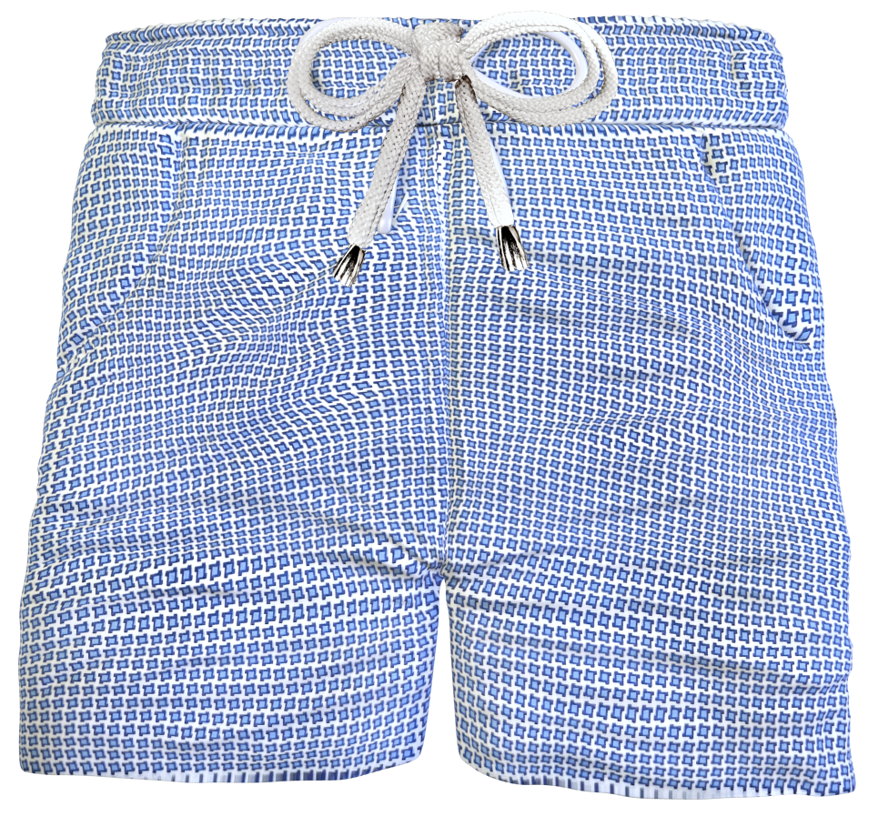 Bermuda Pantaloncino puro cotone popeline fantasia Pied de poule Shorts 2 tasche laterali Made in Italy