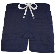 Carica l&#39;immagine nel visualizzatore di Gallery, Bermuda Pantaloncino Fantasia Puro Cotone Blu Shorts 2 tasche laterali Made in Italy
