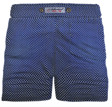 Load image into Gallery viewer, Pantaloncino Bermuda puro cotone fantasia blu Shorts 2 tasche laterali Made in Italy
