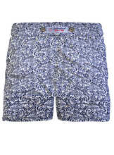 Load image into Gallery viewer, Pantaloncino in cotone Shorts Bermuda Fantasia flower blue 100% Cotone 2 tasche laterali Made in Italy
