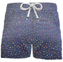 Carica l&#39;immagine nel visualizzatore di Gallery, Pantaloncino Shorts Bermuda fantasia Denim  100% Cotone 2 tasche laterali Made in Italy

