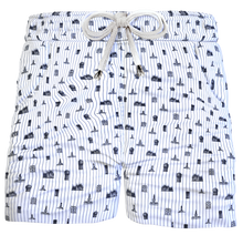 Carica l&#39;immagine nel visualizzatore di Gallery, Bermuda Pantaloncino Rigato design Milano 100% Cotone Shorts 2 tasche laterali Made in Italy
