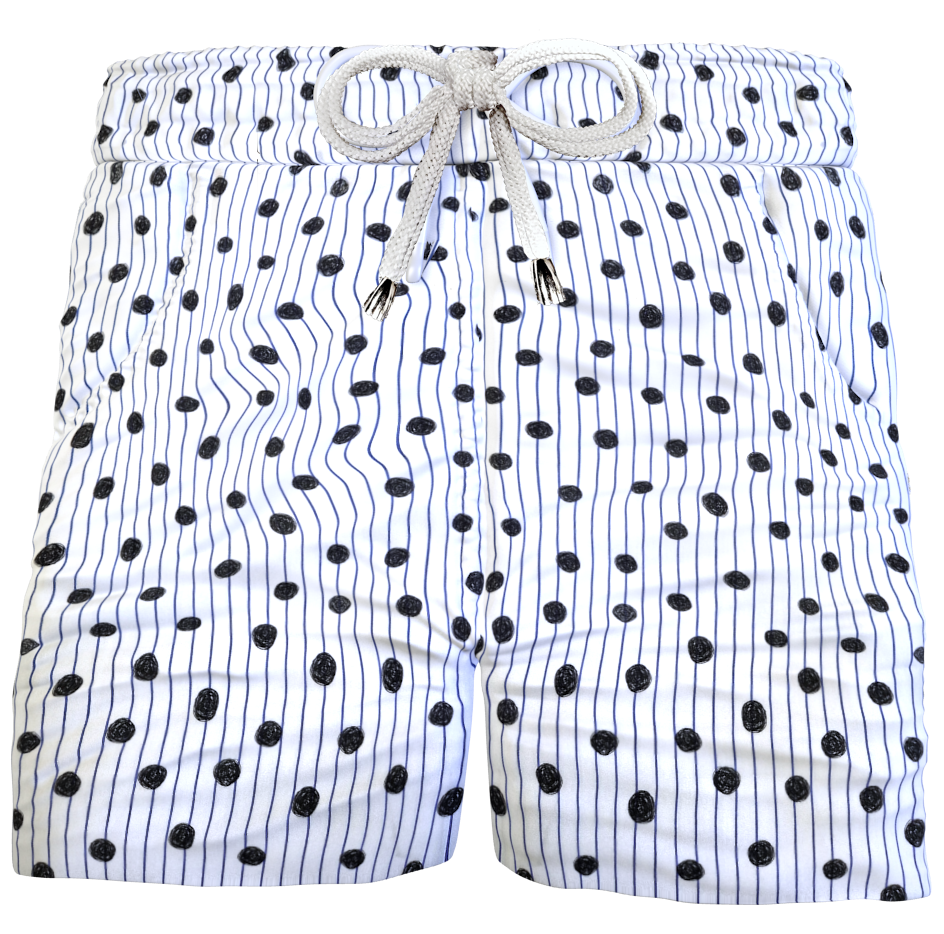 Bermuda Pantaloncino Pois Rigato Box Mare puro Cotone Shorts 2 tasche laterali Made in Italy