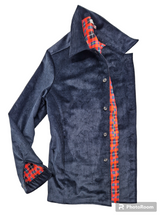 Carica l&#39;immagine nel visualizzatore di Gallery, Giacca Foderata In Velluto Blu  100% cotone Made in Italy 3 tasche
