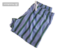 Carica l&#39;immagine nel visualizzatore di Gallery, Pantaloncino in cotone Shorts Bermuda Fasciato Azzurro Rigato Verde 100% Cotone 2 tasche laterali Made in Italy

