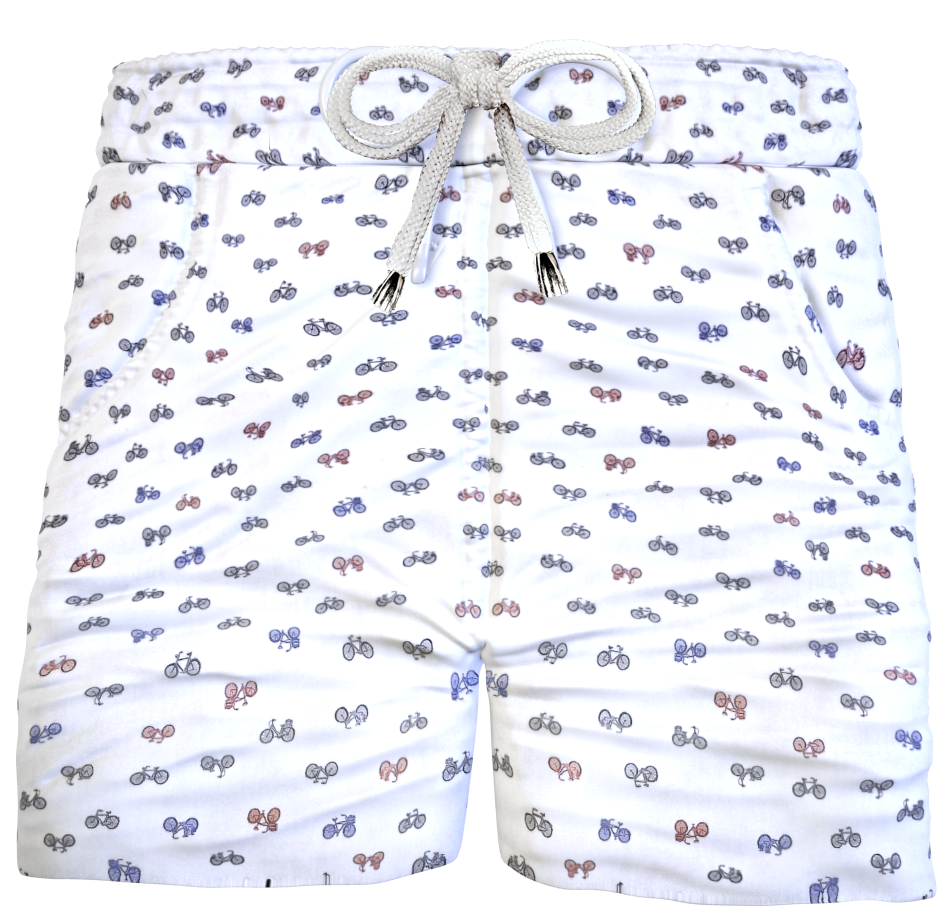 Bermuda bike fantasia bicicletta Pantaloncino Box Mare puro Cotone Shorts 2 tasche laterali Made in Italy