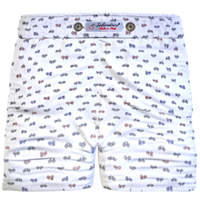 Carica l&#39;immagine nel visualizzatore di Gallery, Bermuda bike fantasia bicicletta Pantaloncino Box Mare puro Cotone Shorts 2 tasche laterali Made in Italy
