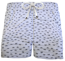 Carica l&#39;immagine nel visualizzatore di Gallery, Bermuda Rigato Bike Pantaloncino Box Mare puro Cotone Shorts 2 tasche laterali Made in Italy
