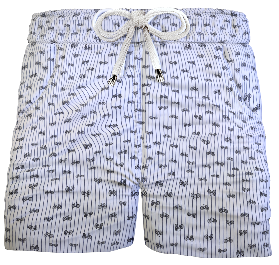 Bermuda Rigato Bike Pantaloncino Box Mare puro Cotone Shorts 2 tasche laterali Made in Italy