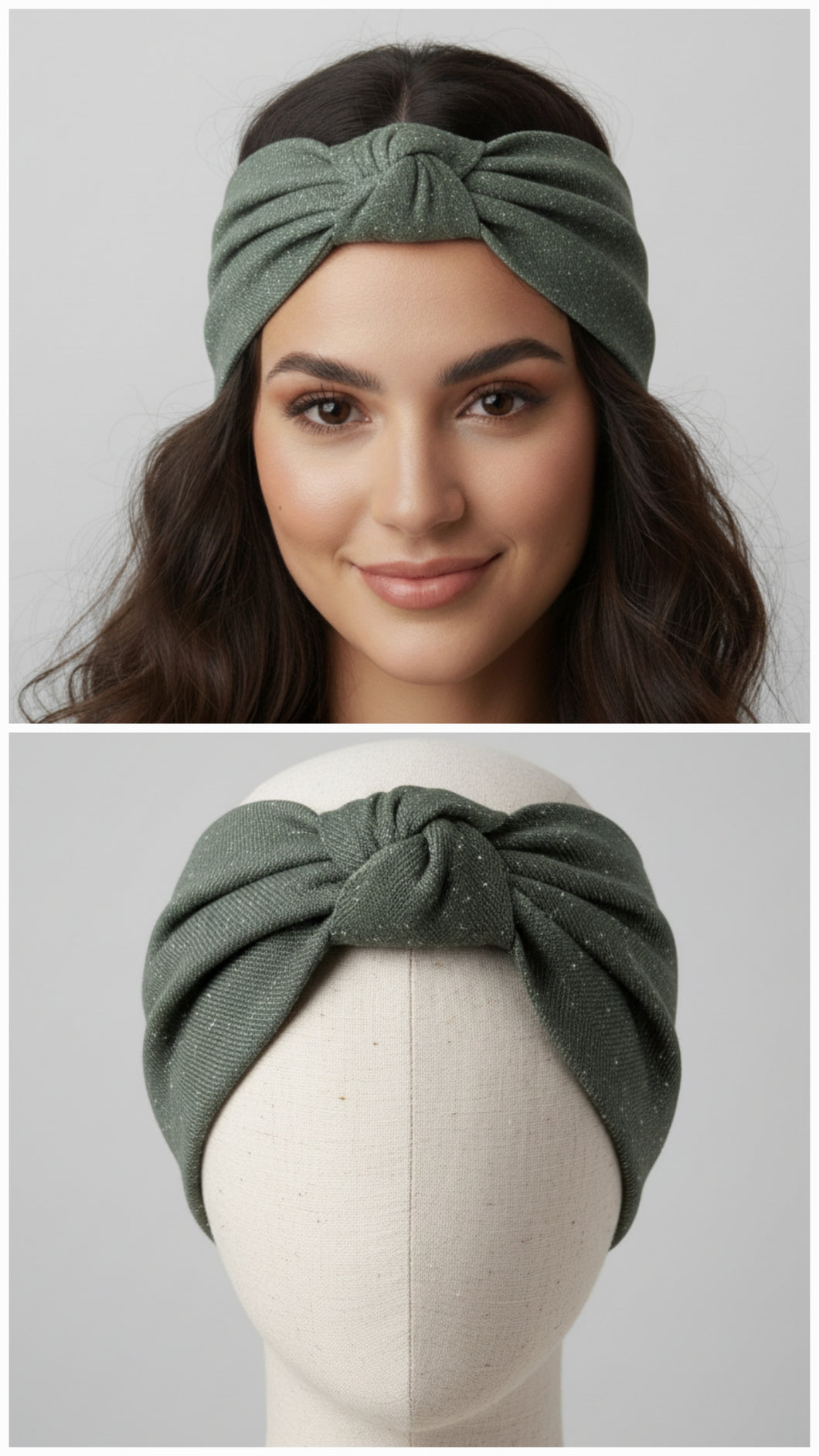 Turbante in Cotone verdone fiammato Made in Italy Fascia Capelli Hairband headband