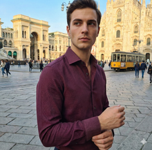Carica l&#39;immagine nel visualizzatore di Gallery, Camicia bordeaux vinaccia 100% cotone oxford Made in Italy
