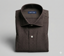 Carica l&#39;immagine nel visualizzatore di Gallery, Camicia marrone testa di moro 100% cotone oxford Made in Italy
