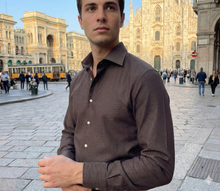 Carica l&#39;immagine nel visualizzatore di Gallery, Camicia marrone testa di moro 100% cotone oxford Made in Italy
