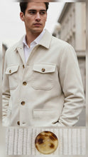 Carica l&#39;immagine nel visualizzatore di Gallery, Giacca Overshirt Field Jacket velluto bianco panna 4 tasche  100% cotone Made in Italy
