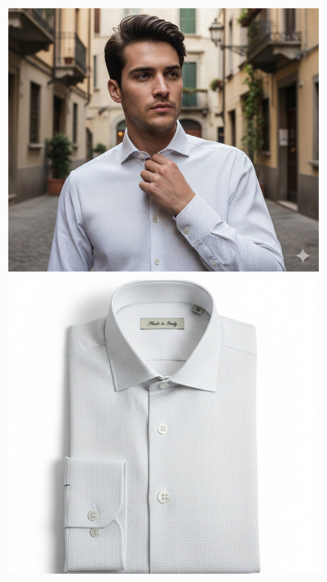 Camicia Uomo Bianca No Stiro oxford No Iron elegante puro cotone colletto mezzo francese oxford  Made in Italy