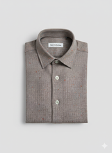 Carica l&#39;immagine nel visualizzatore di Gallery, Camicia Uomo flanella chevron grigio vinaccia fantasia spigatino bottonato puro cotone 100% Made in Italy
