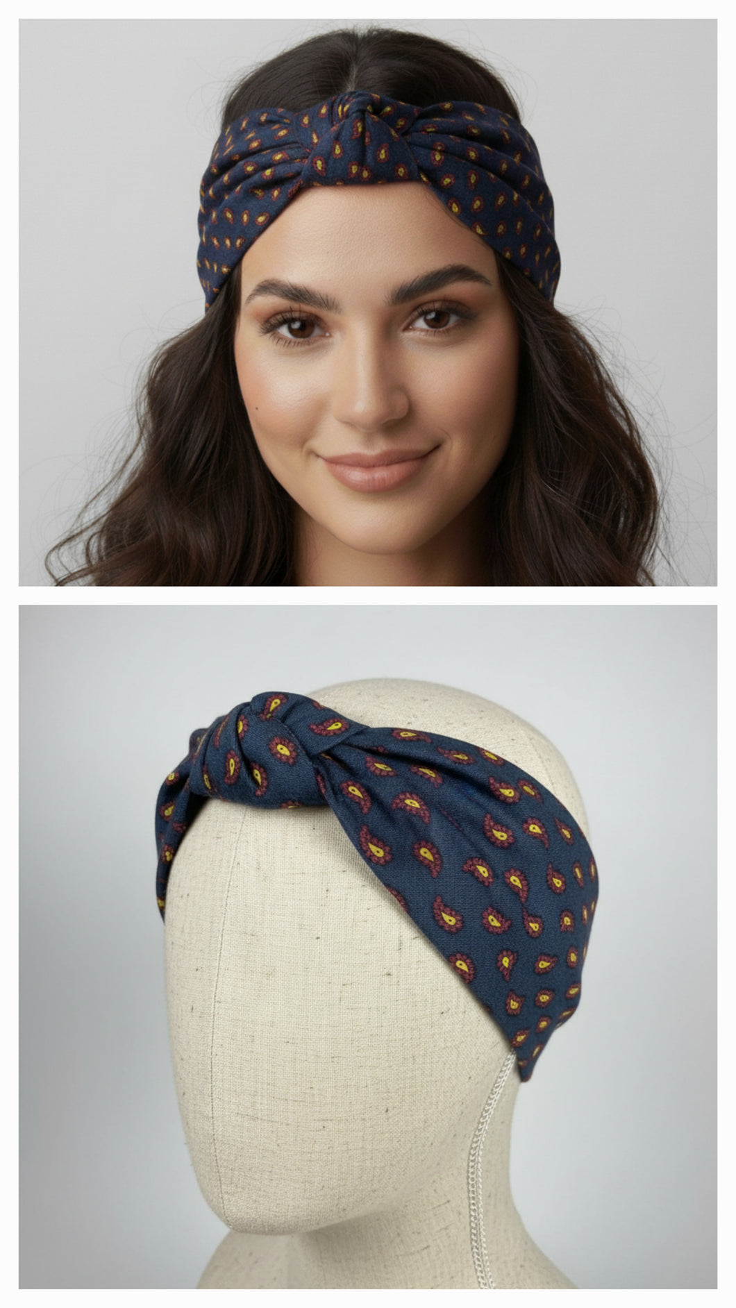 Turbante blu cotone fantasia Made in Italy Fascia Capelli Hairband headband